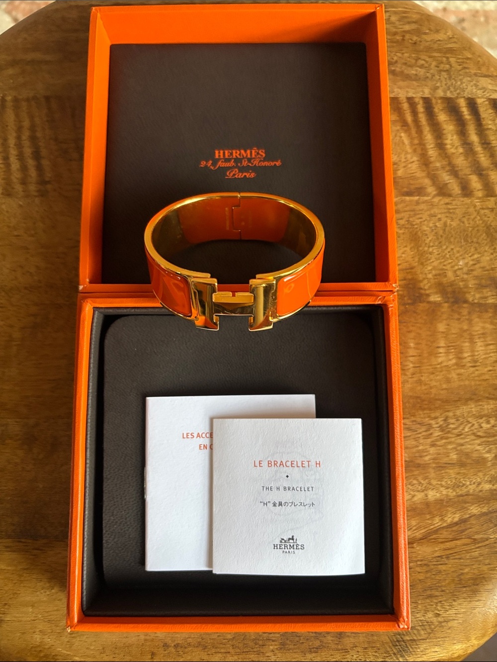 HERMES Classic Orange H Bracelet. Like Brand New!